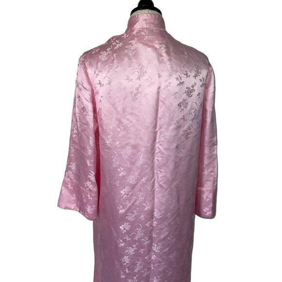 Softraiment Vintage Womens Silk Robe Size Large Pink Snap Front Floral Jacquard - Picture 6 of 16